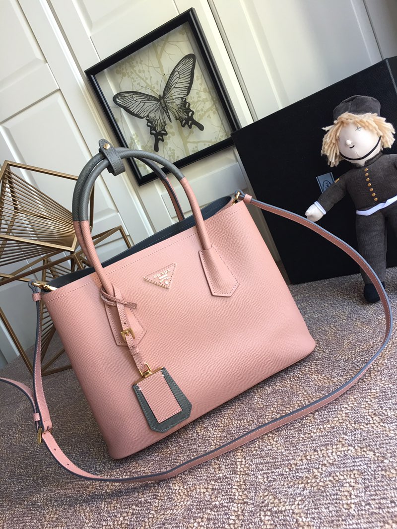 Prada Double Saffiano Leather Bag Shoulder Bag Pink 1BG775